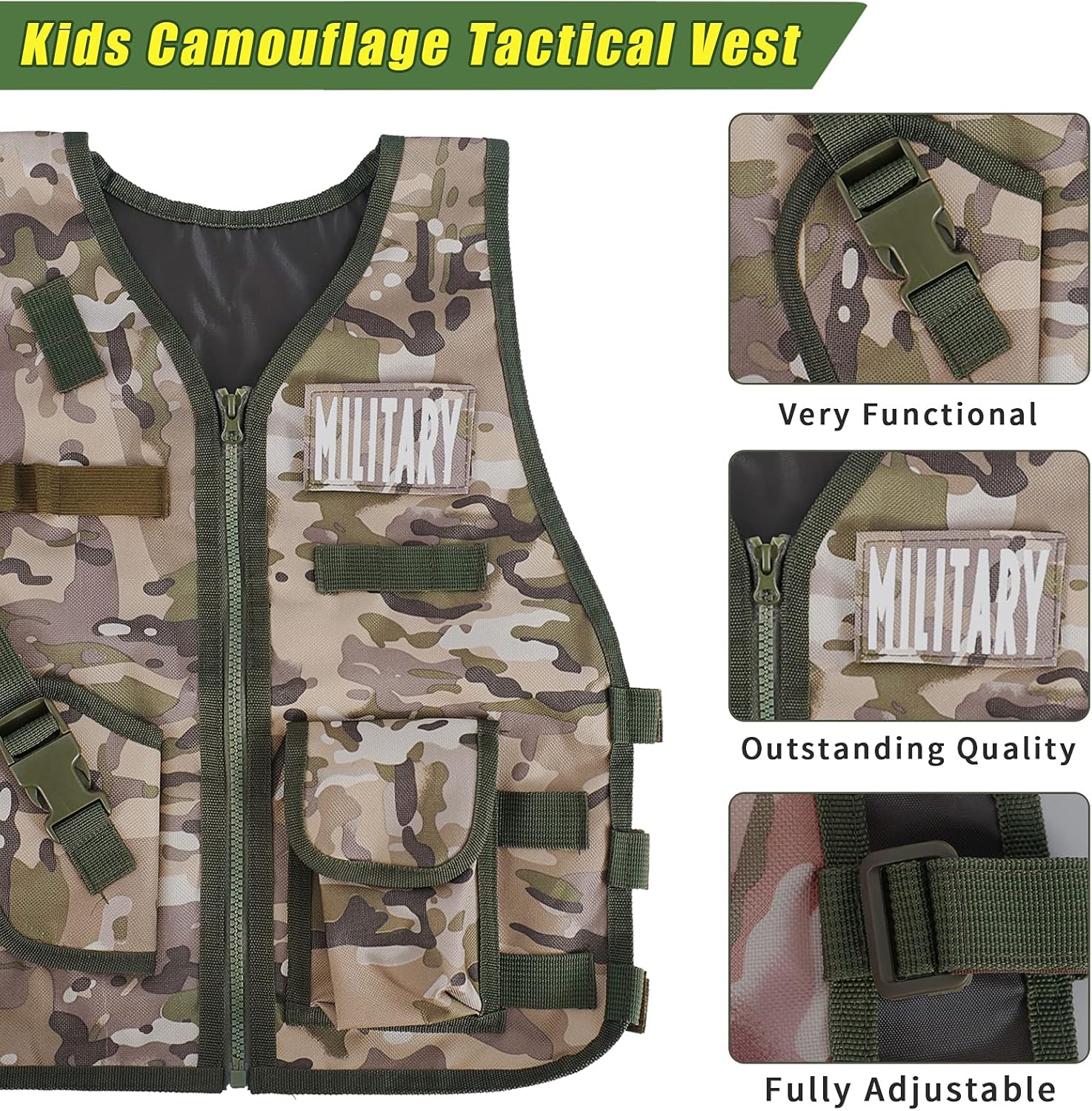 Tacoyar Kids Army costume with 3-8 years camouflage vest