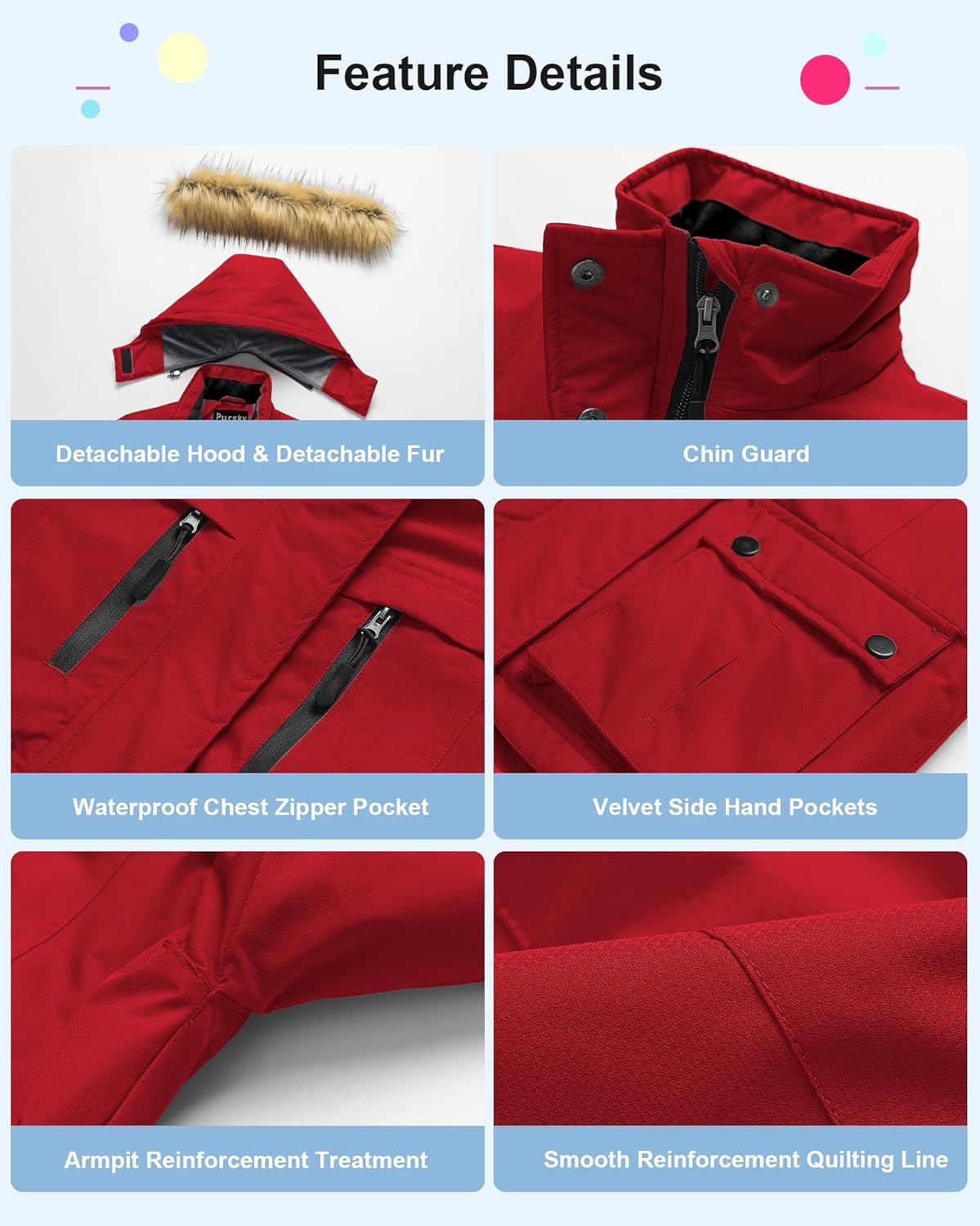 Warm Waterproof Ski Jacket for Girls