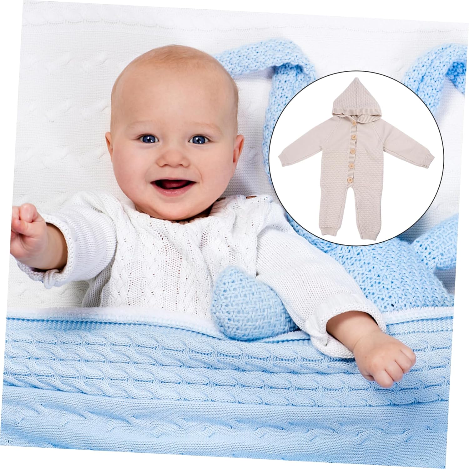 Newborn Baby Boy Romper Long Sleeve Jumpsuit with Hat