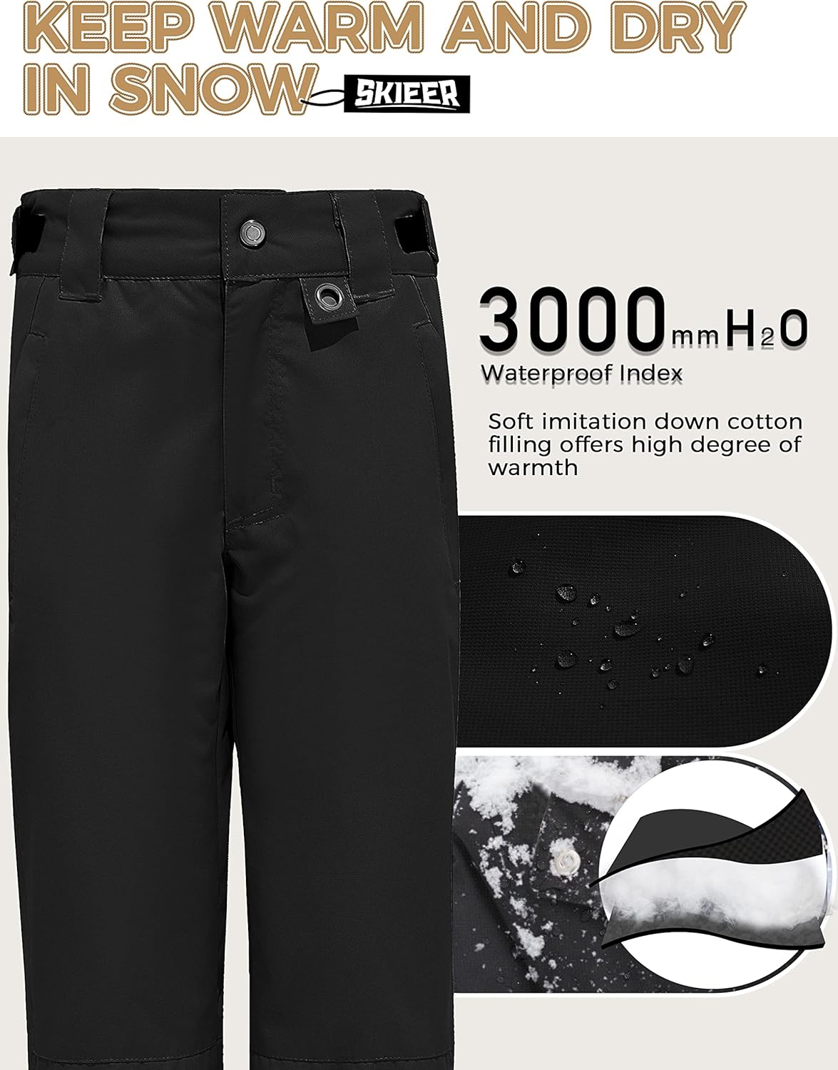 Skieer Girls Waterproof Ski Snow Pants