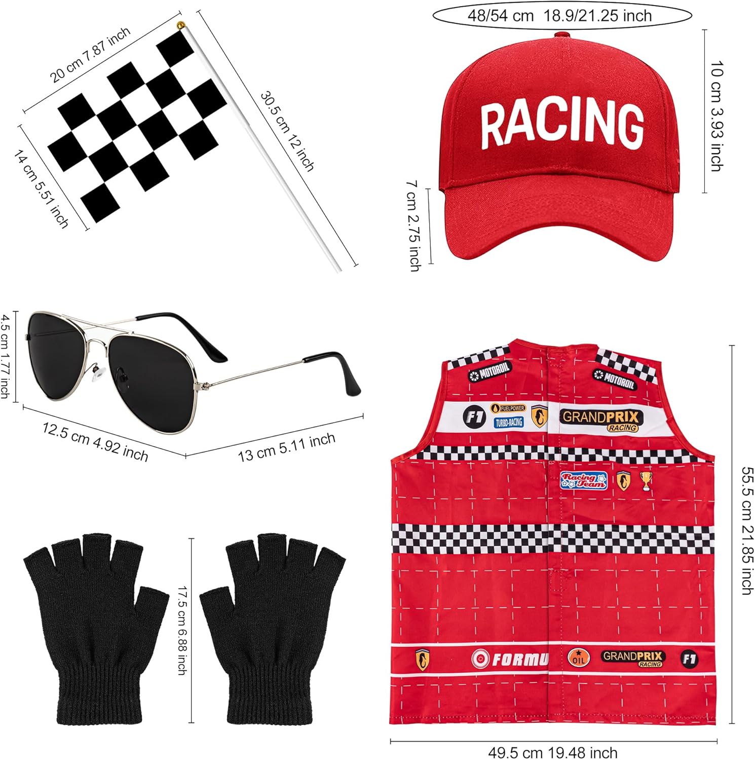 5Pcs Race Car Driver Costume Accessories Set for Kids
