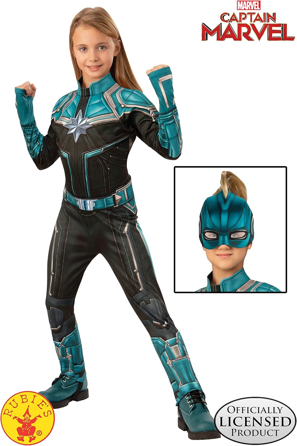 Captain Marvel Kree Costume Suit for Medium - Teal Black - Rubies