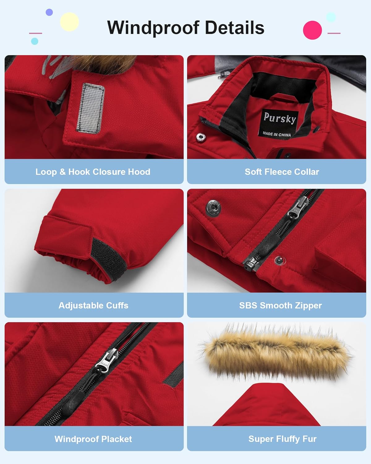 Warm Waterproof Ski Jacket for Girls