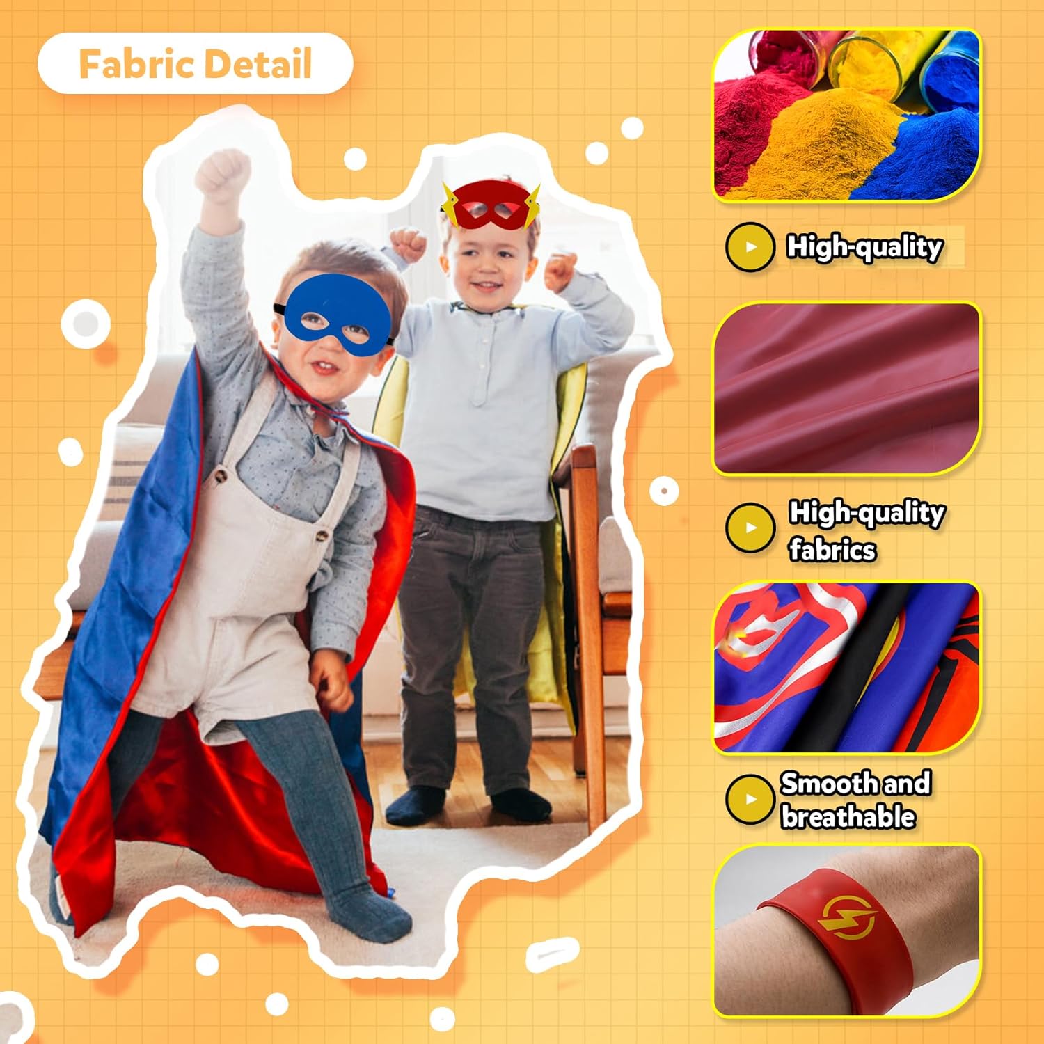 Superhero Capes Set and Wristbands for Kids
