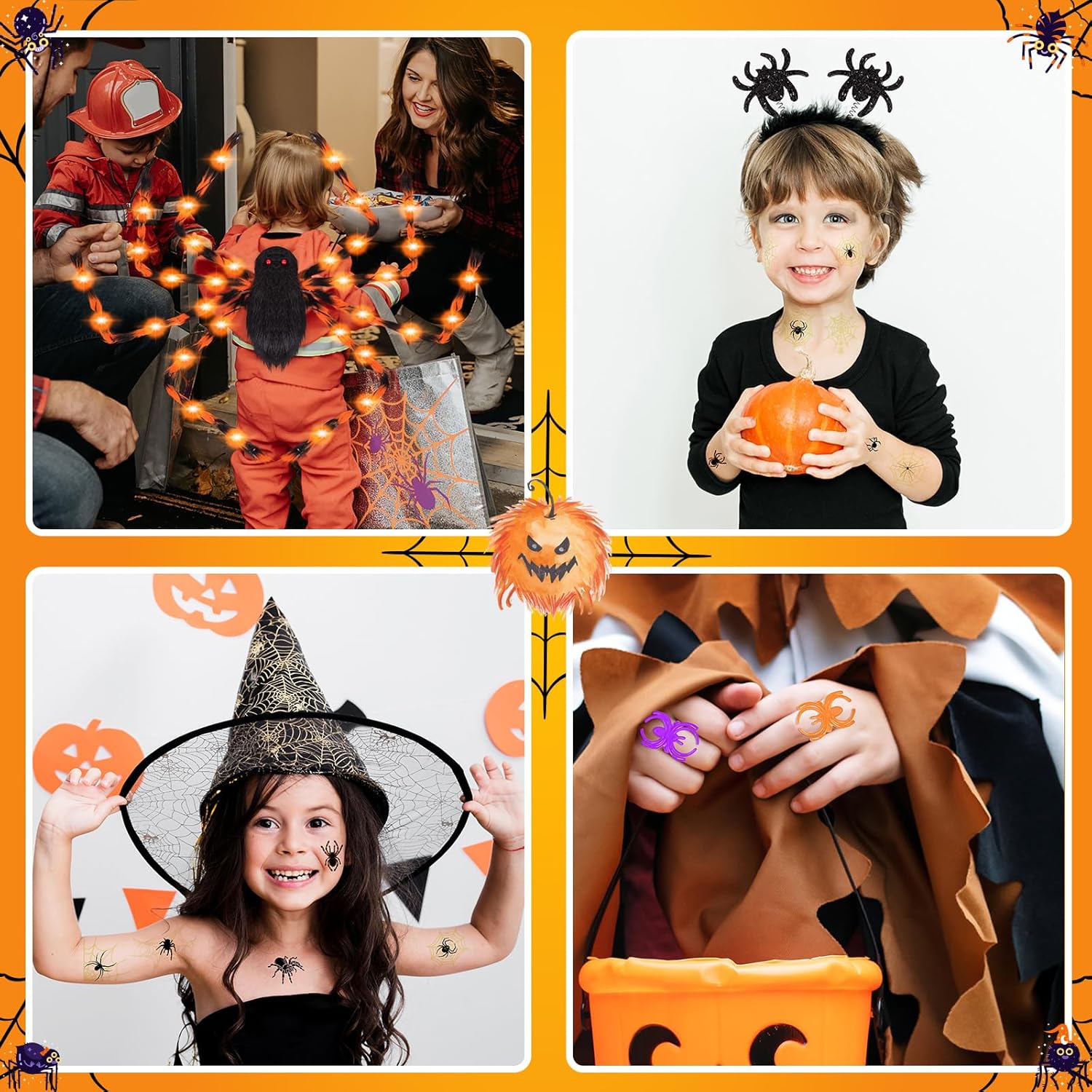 Halloween Spider Costume for Adults with Orange Lights Unique Party Accessories
