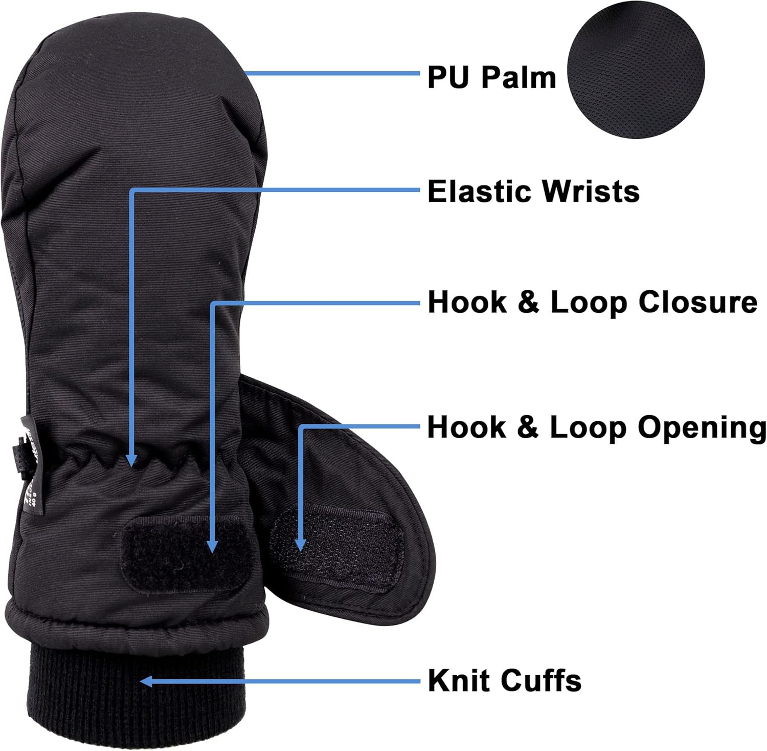 SimpliKids Kids Ski Mittens Waterproof Insulated Warm Gloves