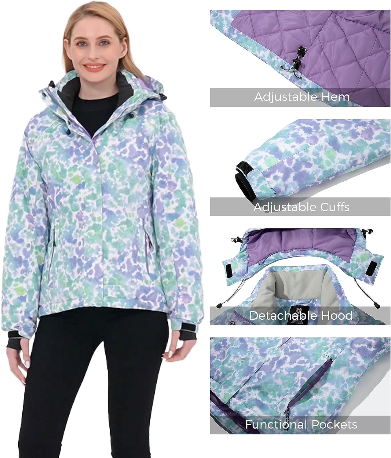 Wantdo Womens Waterproof Ski Jacket
