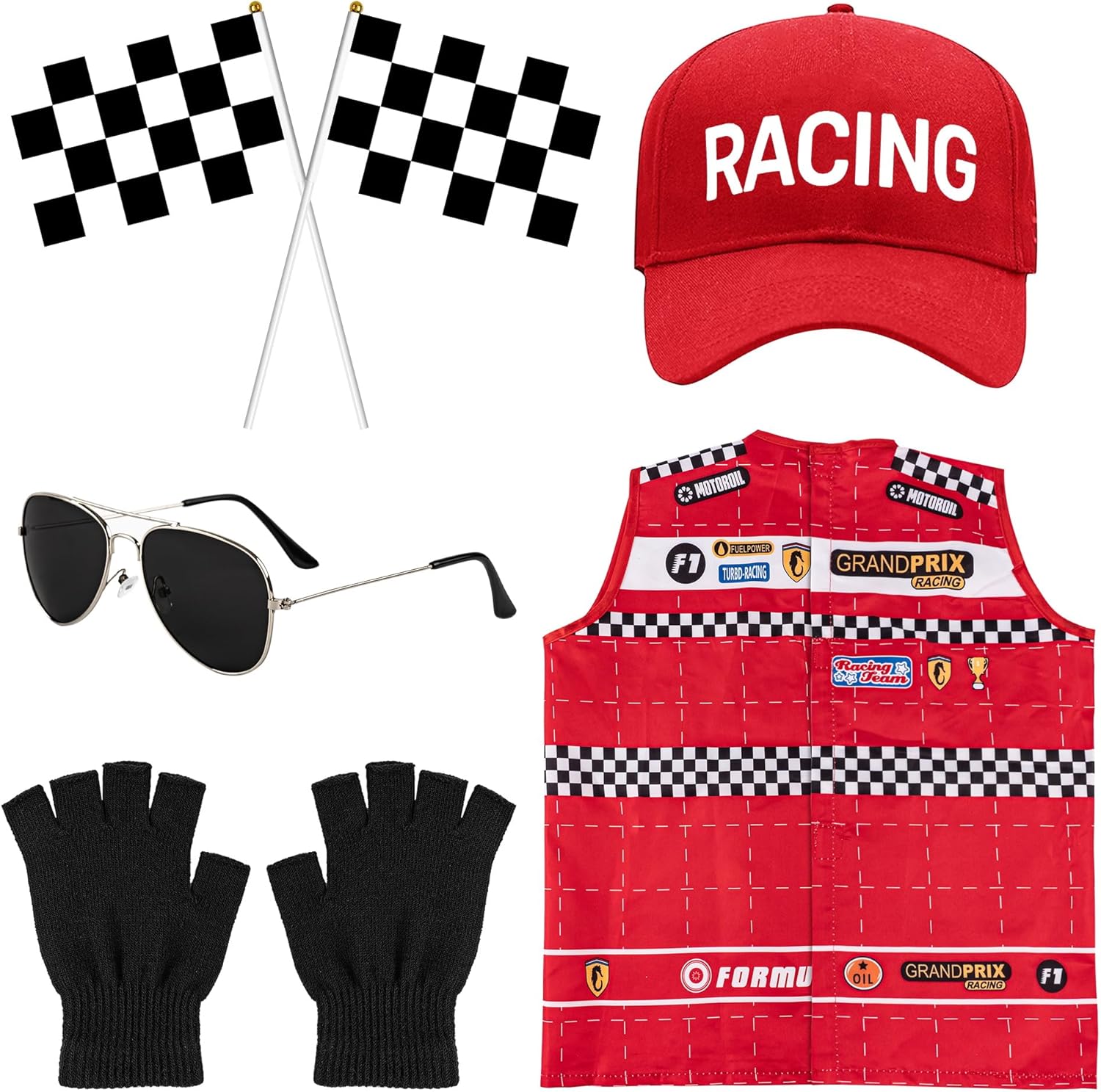 5Pcs Race Car Driver Costume Accessories Set for Kids