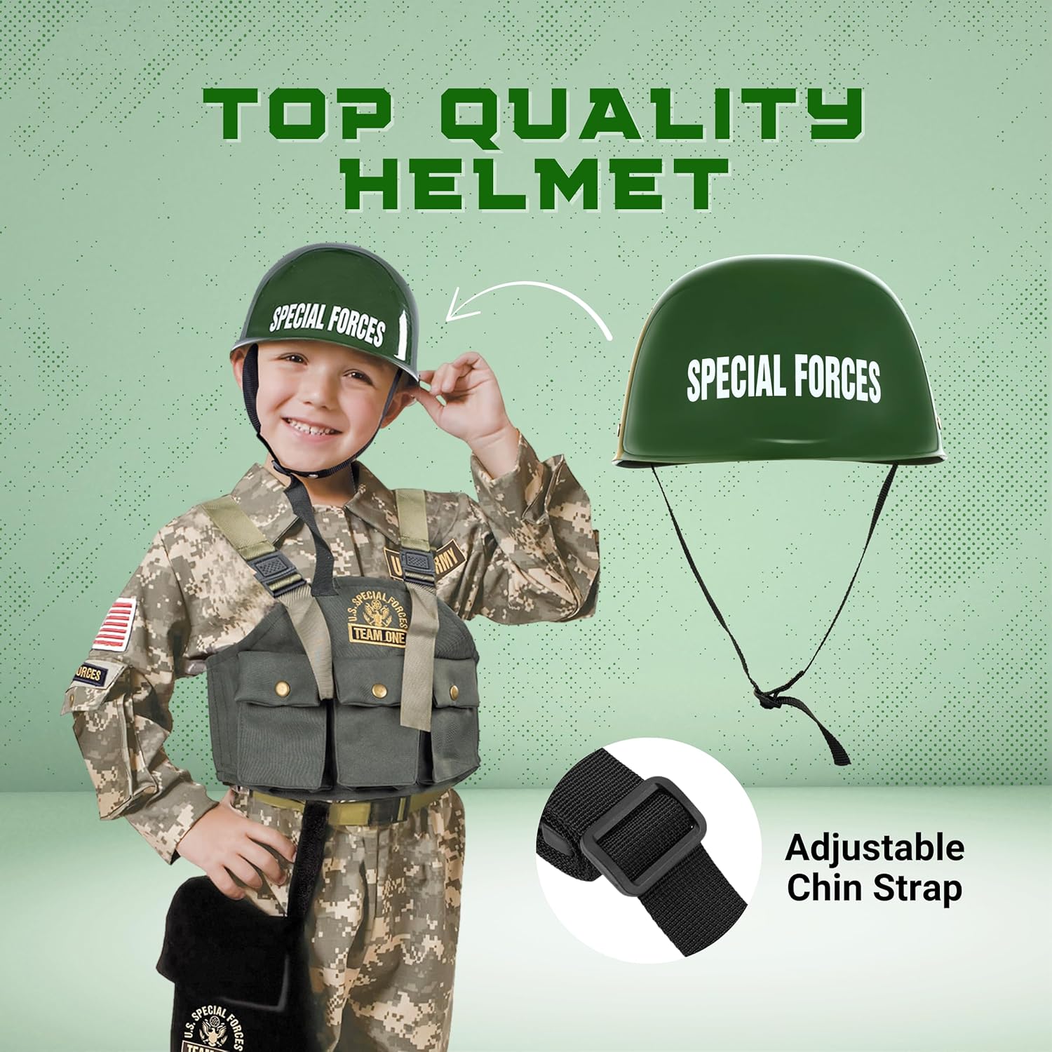 Dress Up America Army Costume for Boys Halloween Roleplay Military Soldier Set