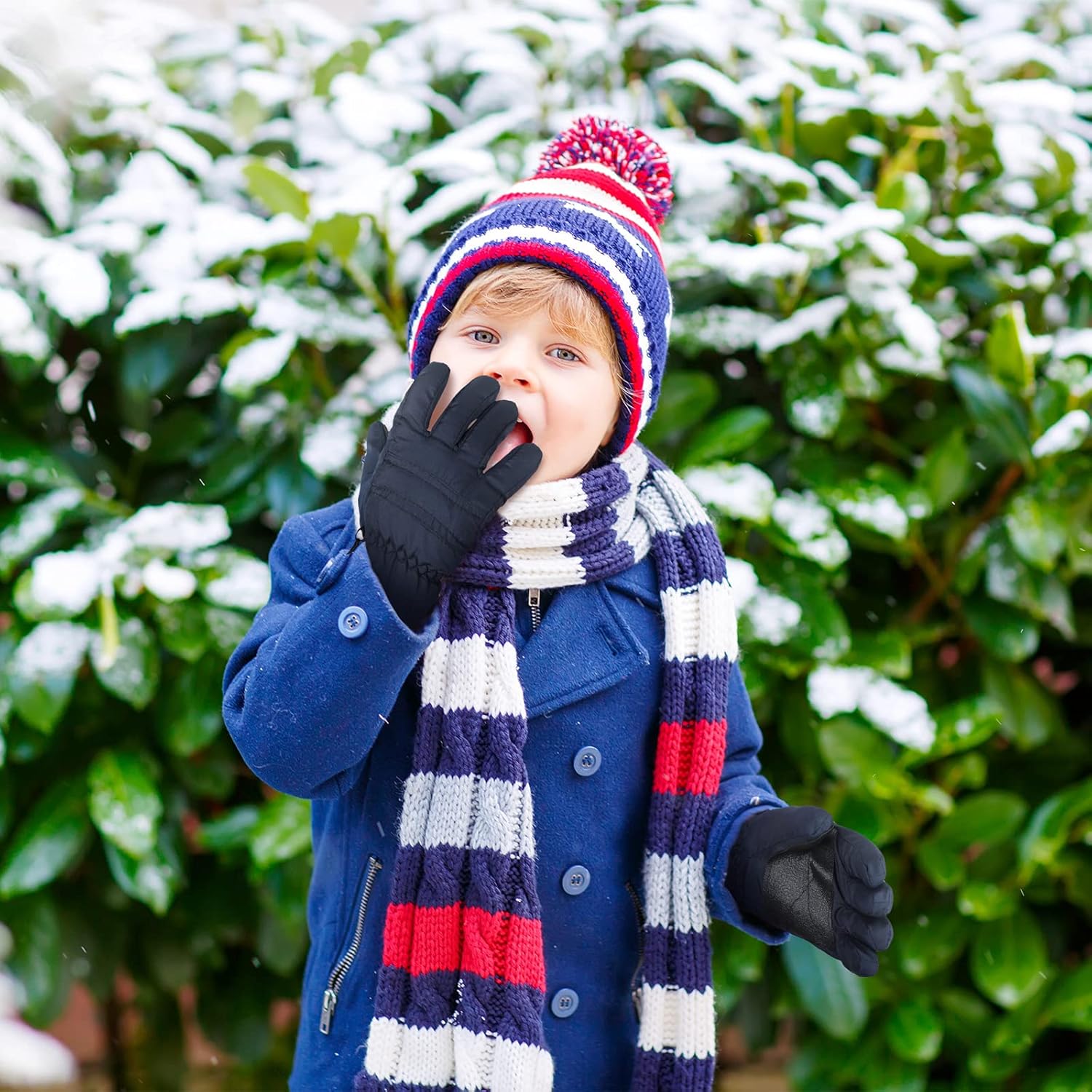 Geyoga Snow Gloves for Kids equipe geomtrica