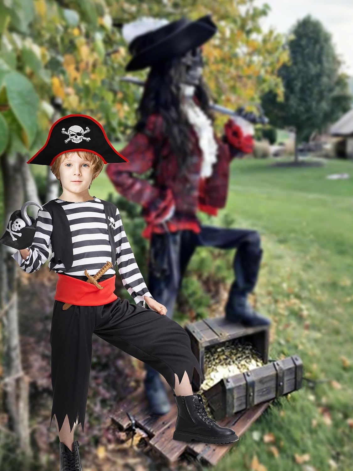 IKALI Pirate Costume for Kids Boys Complete Play Adventure Set