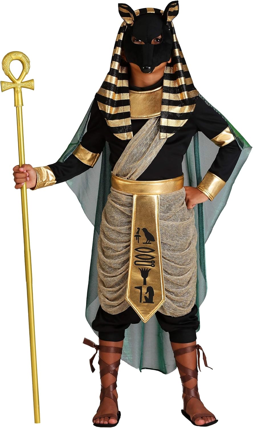 Boys Anubis Halloween Costume with Belt and Cape