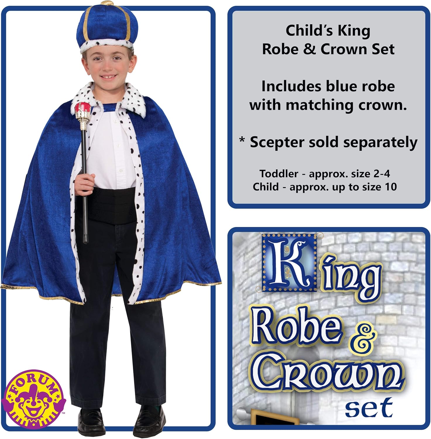 Royal Blue King Robe Crown Set