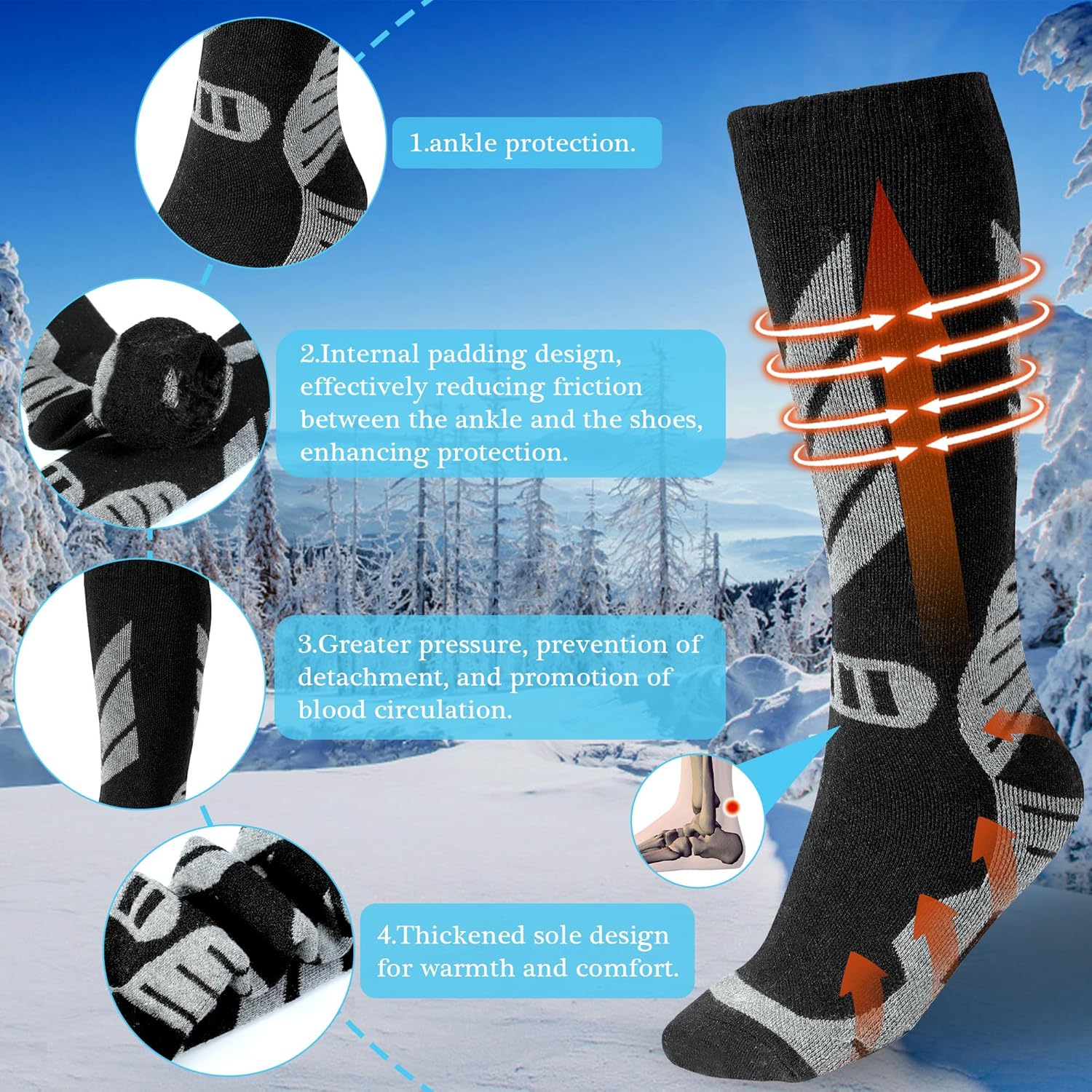 Warm Winter Ski Socks for Kids