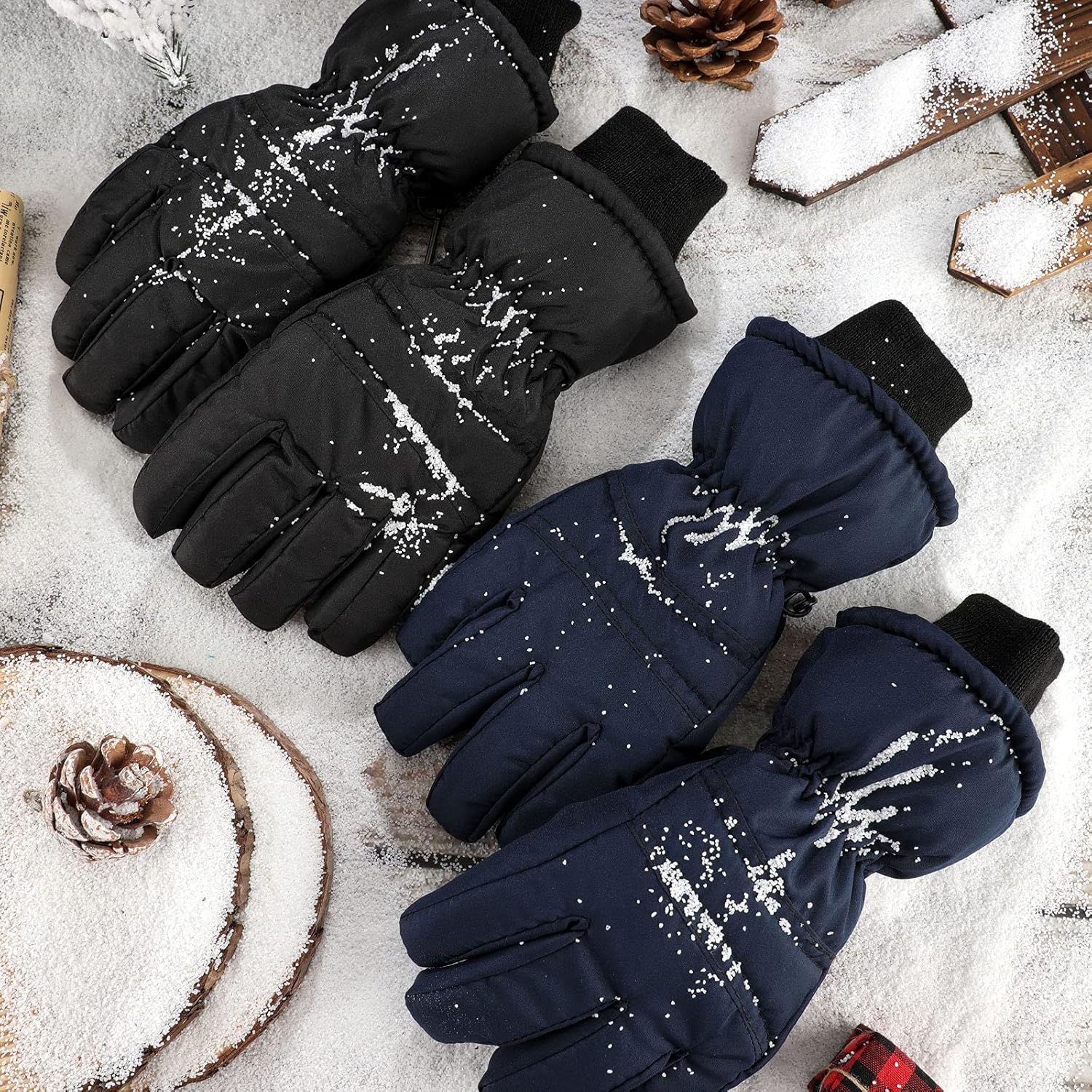 Geyoga Snow Gloves for Kids equipe geomtrica